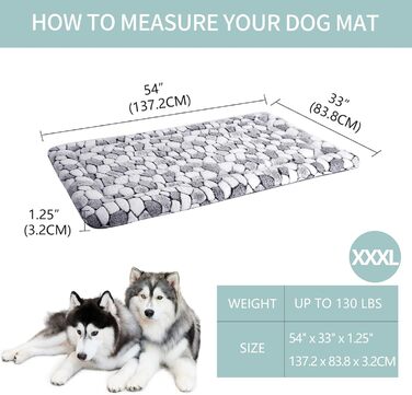 VANKEAN Stivoe Dog Crate Pad, Reversible (Cool & Warm), Soft Pet Sheep Mat Dog Bed for Crate, Suitable for No to XXL-Size Dogs and Cats, Machine Washable Crate Beds (XXXL)