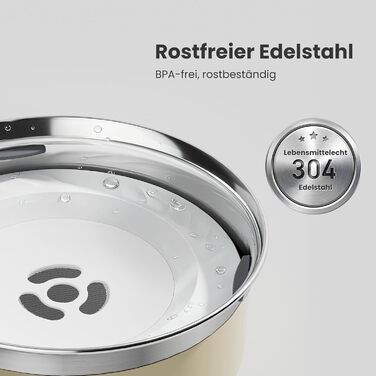 Миска для води для собак Garder Pet без облизування, нержавіюча сталь, проти протікання, запобігає ковтання, для великих собак, для використання в приміщенні та на вулиці, (2л, білий)