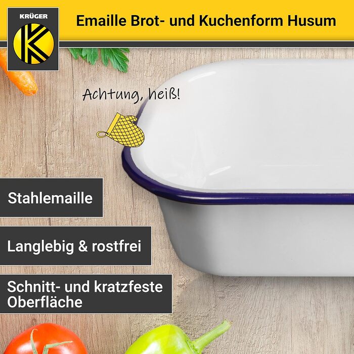 Форма для випікання хліба і кексу Krüger Husum 32×14×6,5 см, емальована, стійка до подряпин, для індукції та посудомийки, до 250°C