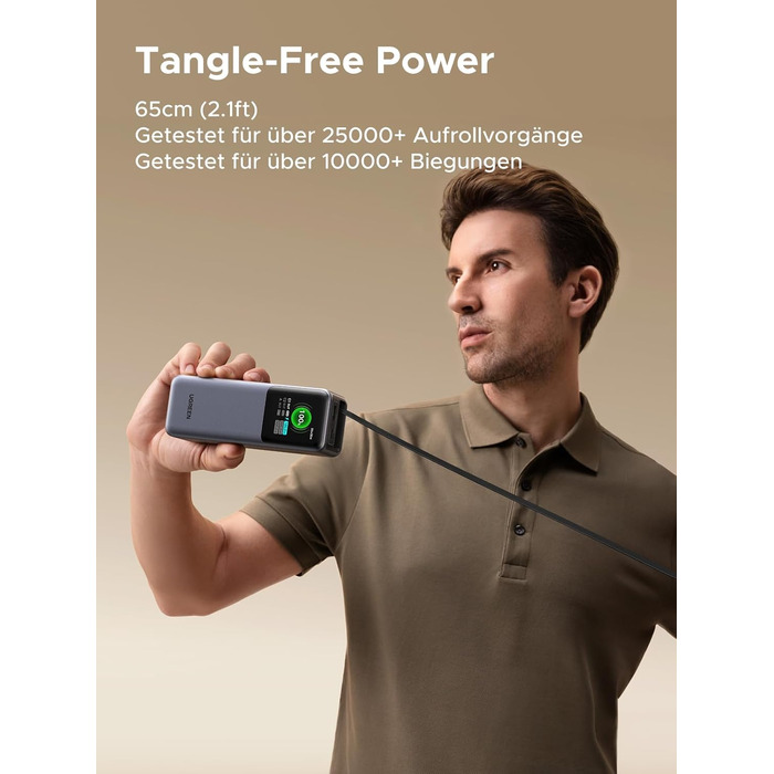 Power Bank UGREEN Nexode 20000mAh, 165W, Кабель 65см, Сумісний з iPhone, Galaxy, MacBook, Dell