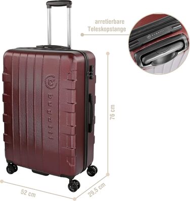 Валіза Bugatti Galatea 55x38x23,5 см, 38 л, жорсткий корпус, 4 колеса, TSA-замок, червоний