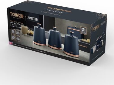 Набір ємностей для зберігання чаю, кави та цукру Tower Cavaletto T826131GRY, сталь, колір Midnight Blue, 3 шт.
