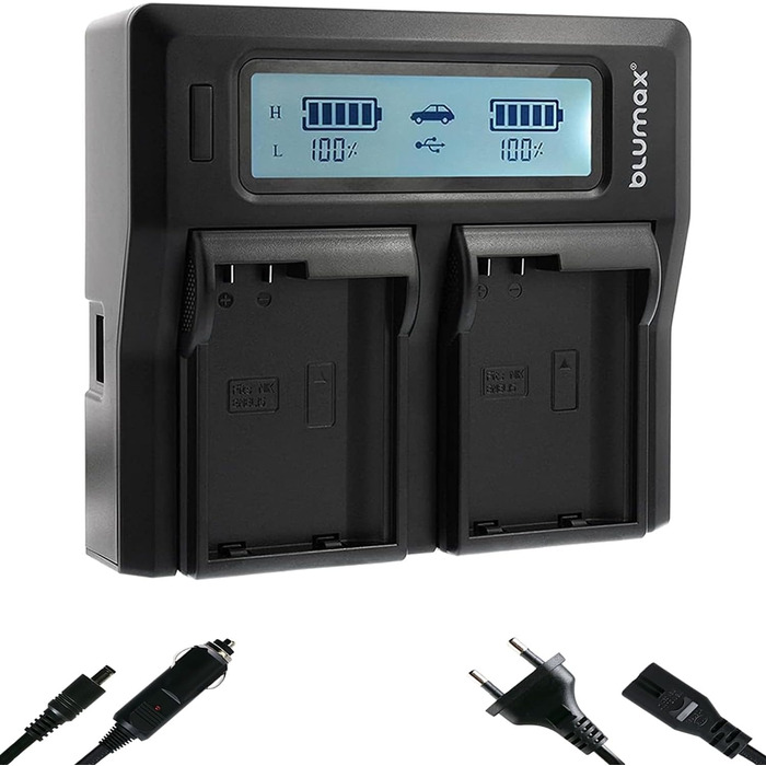 Зарядний пристрій Blumax LCD Dual для акумуляторів Nikon EN-EL15c/b/a - сумісний з Nikon D500, D850, D7500, Z8, Z7 II, Z6 III, Z5, Zf