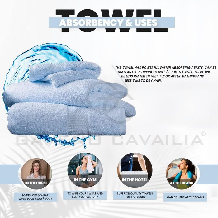 Набір рушників для ванної GC GAVENO CAVAILIA з єгипетської бавовни, 4 шт., 50x85 см, готельна якість, 700 г/м², колір Chambray