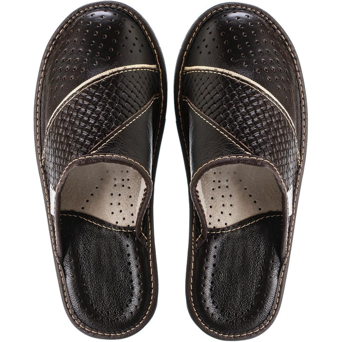 Чоловічі халати-домашні тапочки ESTRO з натуральної шкіри, розмір 45 EU, коричневого кольору