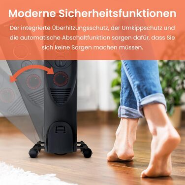 Електричний масляний радіатор Pro Breeze 2500W з таймером, 3 режими, термостат, захист від перегріву, білий/чорний
