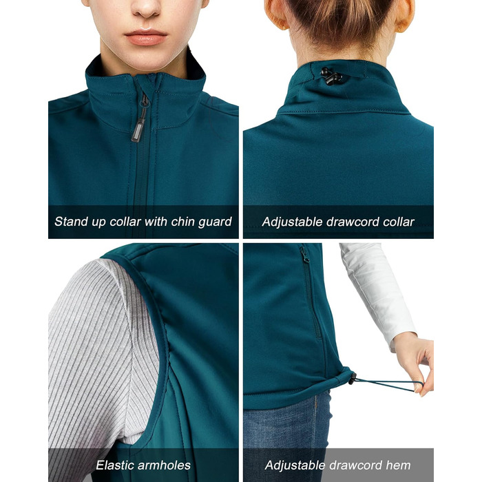 Жіноча софтшеллова жилетка Outdoor Ventures для бігу та спорту: легка, вітронепроникна, з флісовою підкладкою та 4 кишенями (XS, Nebel Blau)