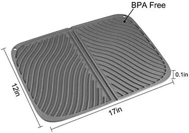 Силиконова підставка для посуду - велика, термостійка, швидковисихаюча, 59.7 x 38.6 см (IYYI, чорний/сірий)