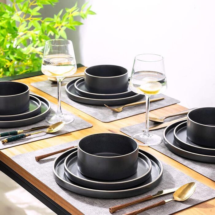 Набір посуду LeRatio для 6 осіб, 18 предметів, кераміка, стійкий до подряпин, сірий та білий (18 предметів)