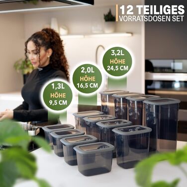 Набір контейнерів для зберігання продуктів з кришкою (12 шт.) – герметичні, кутові, BPA-free. Ідеально для борошна, мюслі, цукру. Органайзери для кухні