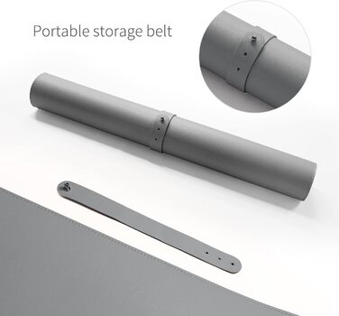 RENMTURE Килимок для миші з натуральної корку та PU-шкіри, 80 x 40 см, сірий - захист столу, антислизький, вологостійкий