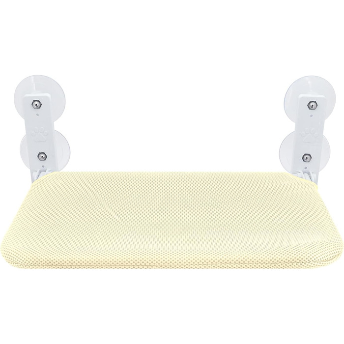 Крісло-гойдалка для котів на вікно, розкладне, з 4 присосками, міцним каркасом, дихаючим мережем (Бежевий, 45 x 30 см)