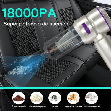 Ручний бездротовий пилосос ICEPURE, 18000Pa, 6000mAh, 4-в-1, безщітковий двигун, 3 режими потужності, аксесуари для авто, дому, офісу, тварин, з сумкою, фіолетовий
