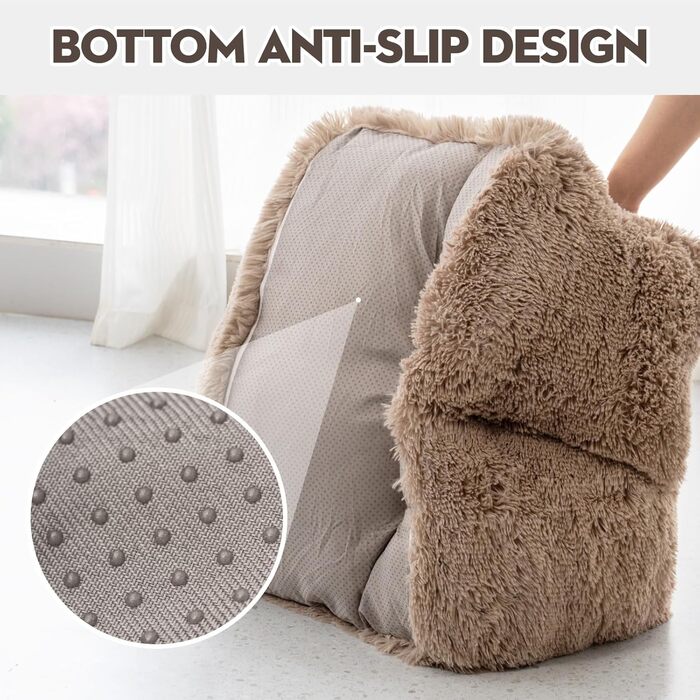 MEWOOFUN Stylish Cat Bed Cat Sofa Fluffy - 76x45cm Large Cat Bed Plush Cat Couch for Small Dogs and Cats Removable and Washable (brown)