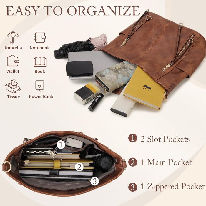 Сумка жіноча шкіряна Chase Chic: шопер, крос-боді, Hobo, комплект з гаманцем, велика, коричнева