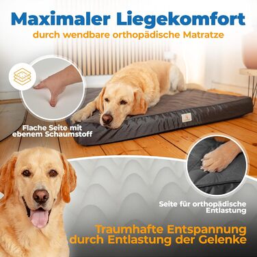 Orthopedic Dog Bed [Waterproof] - Your furry friend's new favorite dog mat, Non-slip dog cushion, dog basket, dog bed, washable cover | Small to large dogs | 110x100x9 cm