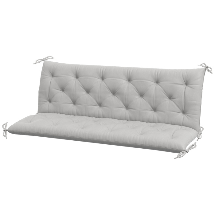 М'яка подушка для садових меблів Outsunny на 3 особи, 150x98x8 см, з ремінцями, підходить для гамаків-гойдалок Hollywood, світло-сірого кольору.