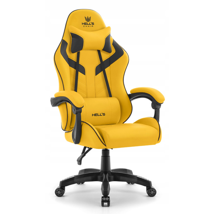 Ігрове офісне крісло Hell's Chair HC-1007 2.0 Yellow, обертове, екошкіра