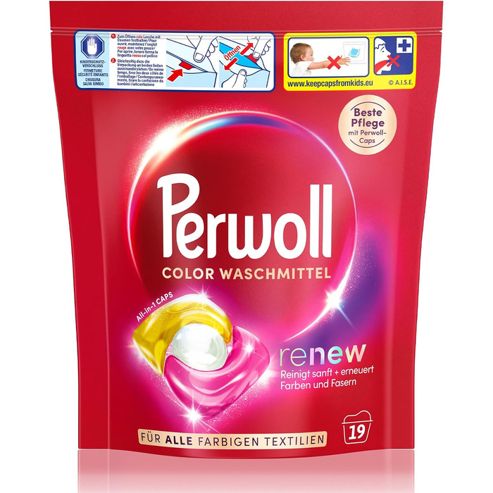 Капсули для прання кольорових речей Perwoll Renew Caps Color All-in-1, відновлення кольору та волокон, 80 прань (2 x 40 шт)