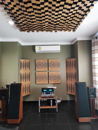 Набір акустичних басових пасток для кутів PULSE-100mm (4 шт), 50x50x10 см, колір горіх — звукопоглинаючі панелі для студії звукозапису