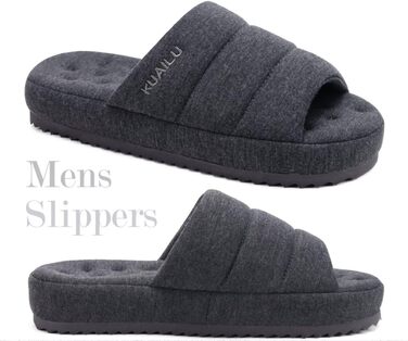 Чоловічі тапочки KuaiLu: стильні, з м'якою устілкою з піною пам'яті, для дому та вулиці, сірі, 46 EU