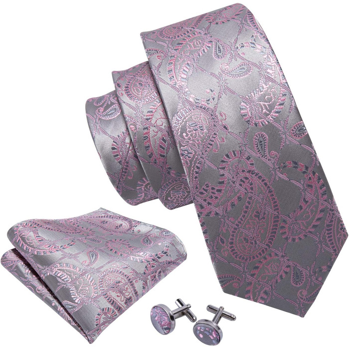 Краватка Barry.Wang з нагрудною хустиною та затискачем для краватки в комплекті, візерунок пейслі