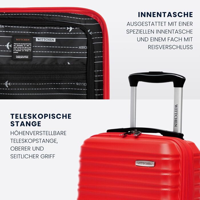 Валіза на колесах Wittchen Groove Line L, велика, чорна, з ABS-пластику, з кодовим замком, 4 колеса, для авіакомпаній Lufthansa/Eurowings/Ryanair