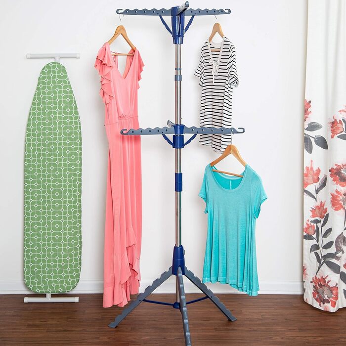 Honey Can Do 2-Tier Clothes Drying Rack, Folding, 3-Leg Design, DRY-09220, Chrome