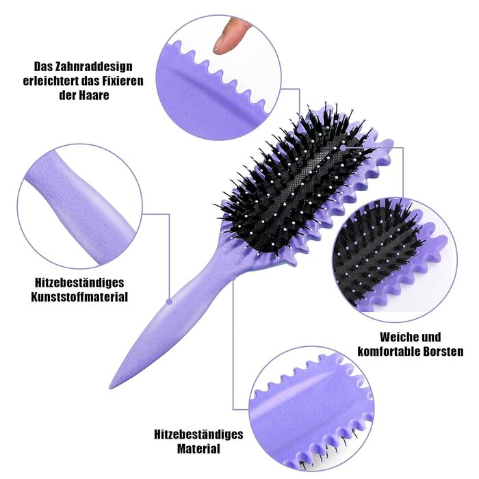 Браш для створення локонів Lockenbürste, фіксуюча щітка для укладки волосся, розпушувач для жінок (фіолетовий)