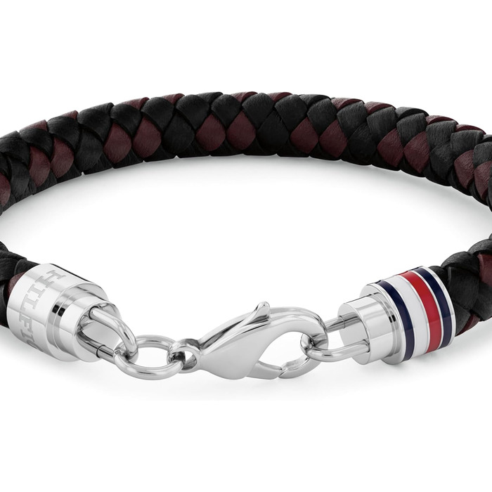 Браслет шкіряний чоловічий Tommy Hilfiger, коричнево-чорний, з нержавіючої сталі