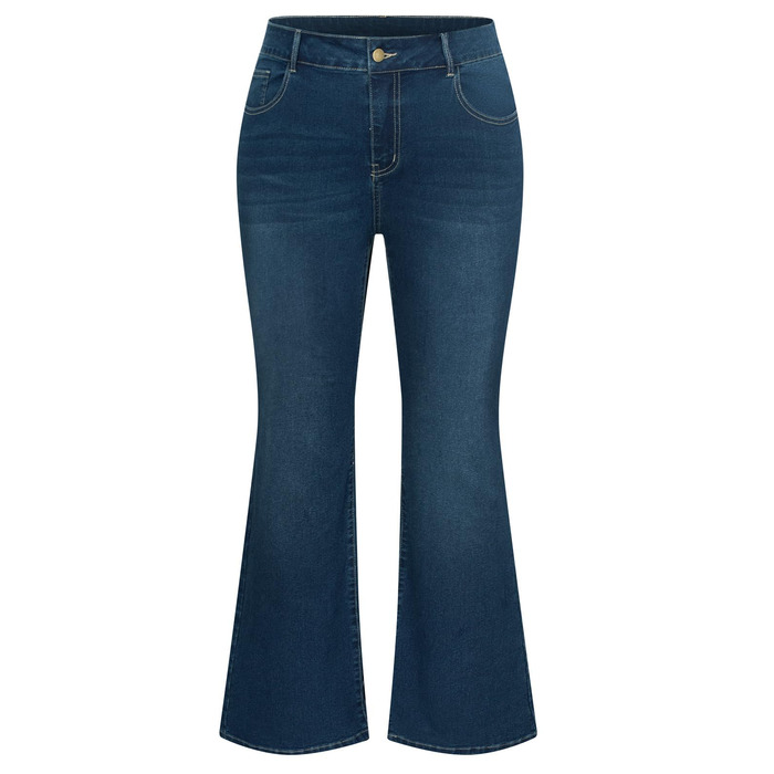 Жіночі джинси Bootcut Hanna Nikole великого розміру, висока талія, темно-синій, еластичні (34)