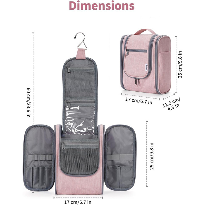 Косметичка для подорожей Narwey Klein: жіноча та чоловіча, для дітей, рожева (компактна)