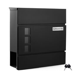 Поштовий ящик Zedelmaier з нержавіючої сталі, персоналізований, настінний, з відділенням для преси, 2 ключі, антрацит, 33x31x10 см