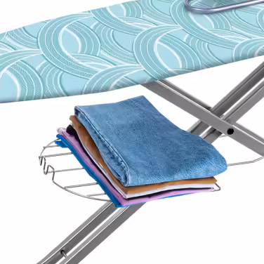 KADAX Ironing Board with Built-in Extension Cord, Folding Ironing Table with Cable Holder, Steam Ironing Table with Extendable Clothes Rack (Mint)