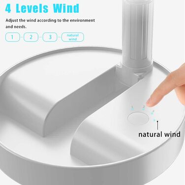 AICase Battery-Powered Table and Stand Fan, Cordless with Remote Control, Quiet 4-Speed Portable Fan, Height Adjustable and Foldable; Ø 19.7 cm, 7200mAh Rechargeable, incl. USB-C Charging Cable
