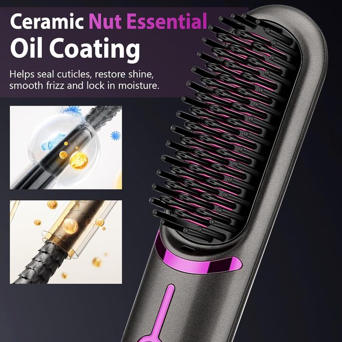 Бездротова щітка-випрямляч для волосся, 5200mAh, захист від опіків, 160°C-200°C