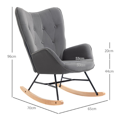 HOMCOM Rocking Chair with Steel Frame, Padded Lounge Chair, Velvet-like Polyester, Comfortable Seat for Living Room