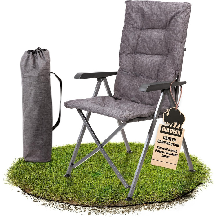 Складний туристичний стілець BigDean Bequemer з регульованою спинкою