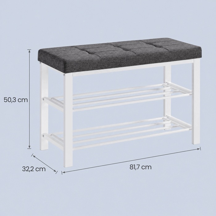 Банкетка для взуття SONGMICS з м'яким сидінням, 81,7 x 32,2 x 50,3 см