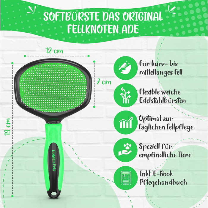 Щітка для котів та собак TESTURTEIL SEHR GUT з захисними нопочками, розмір M/L, покращена версія