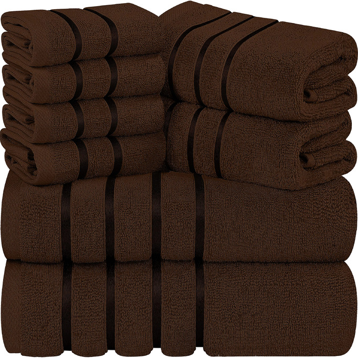 Набір рушників для ванної Utopia Towels (8 шт.): 2 банні, 2 для рук та 4 для обличчя, бавовняні, гігроскопічні, з петлею для підвішування