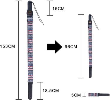 Гітарний ремінь Rayzm Gurt: бавовняний ремінь для акустичної/електро гітари або бас-гітари