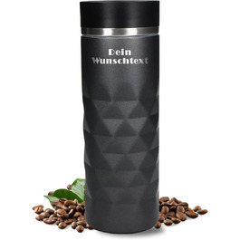 Термокружка Elasto з нержавіючої сталі, 450 мл, з індивідуальною гравіюванням, витримує витоки, термоізольована, сірий колір