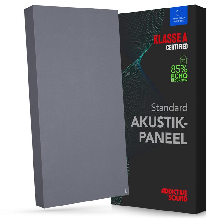 Акустична панель Addictive Sound Schallabsorber Wand Standard для стін та стелі, звукопоглинаюча панель класу A (100x50x11 см), світло-сіра