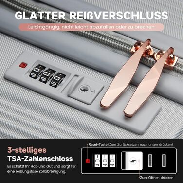 Набір валіз Homelux 3 шт. Бежевий, ABS, Hartschale, M-L-XL (950-silber)