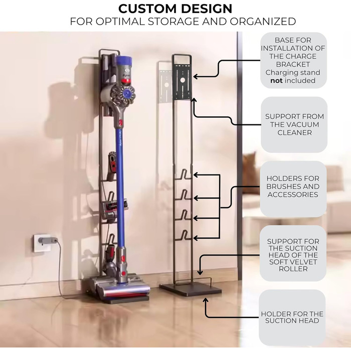 Підставка для пилососів Dyson: V15, V12, V11, V10, V8, V7, V6, DC58, DC59, DC62, DC74. Органайзер для акумуляторних пилососів Dyson. Рама-тримач (S3196)
