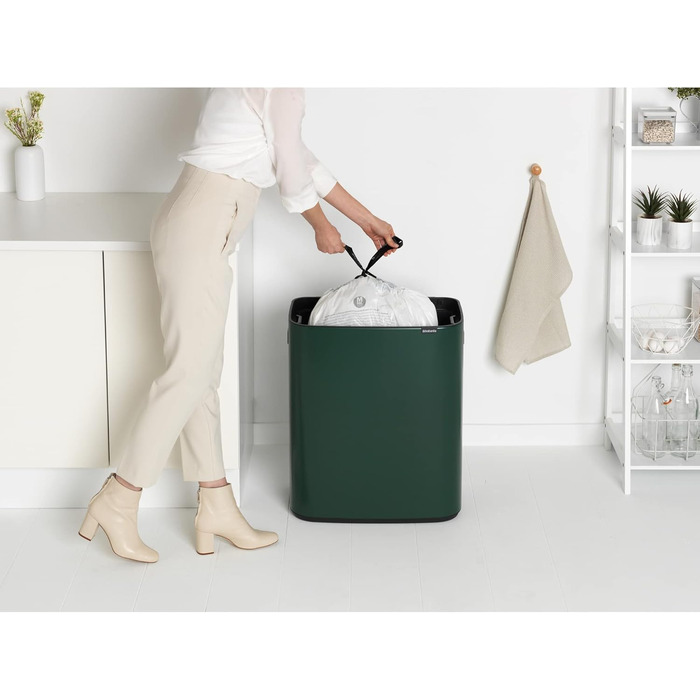 Сміттєвий бак Brabantia білий 60 літрів з внутрішнім відром (Pine Green)