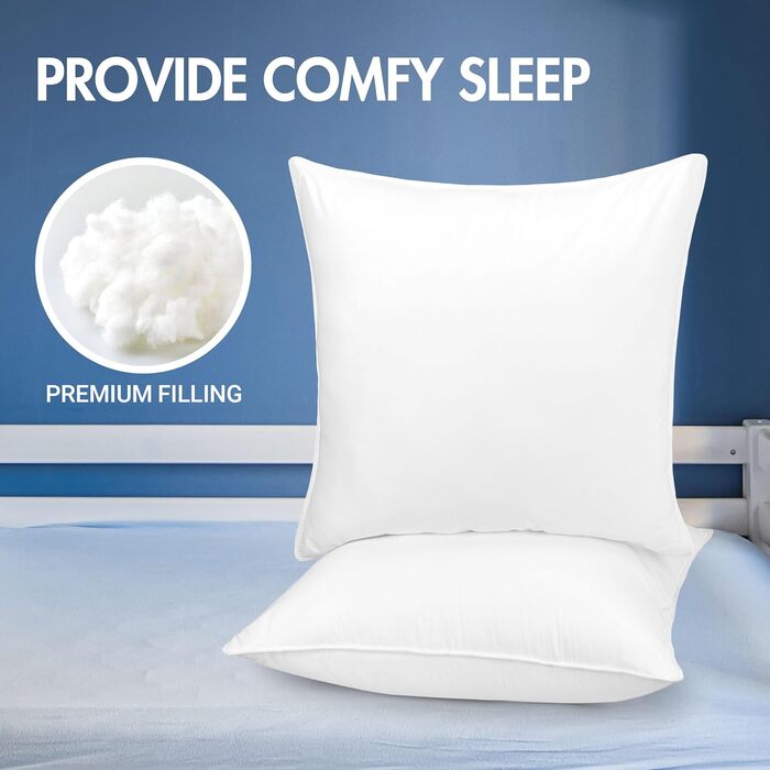 Utopia Bedding Pillow Set (2 Pack), 80 x 80 cm Sleeping Pillow, Breathable and Soft Pillow (White) 80x80 cm (2 Pack) White 2