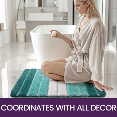Non-Slip Bathroom Rug - Absorbent & Washable Bath Mat - 60 x 110 cm - Green