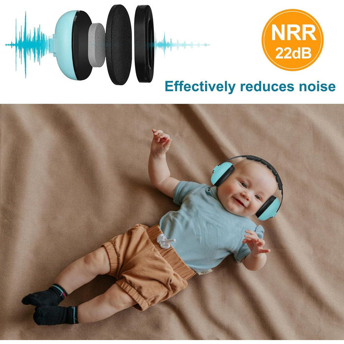 Навушники для захисту від шуму ProCase Baby - для малюків до 36 місяців. М'які навушники-затички для сну, подорожей, блакитні